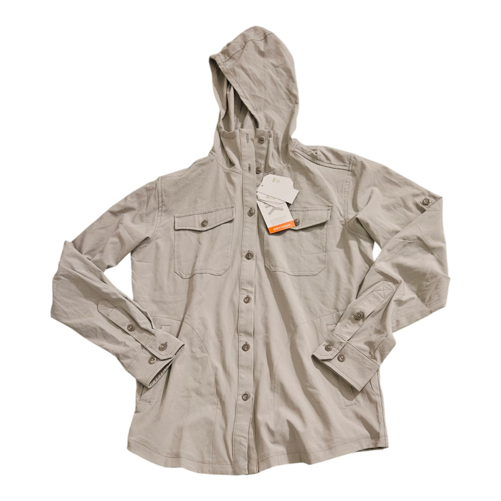 DK XS Long Sleeve Light Gray Button Up Hooded Jacket